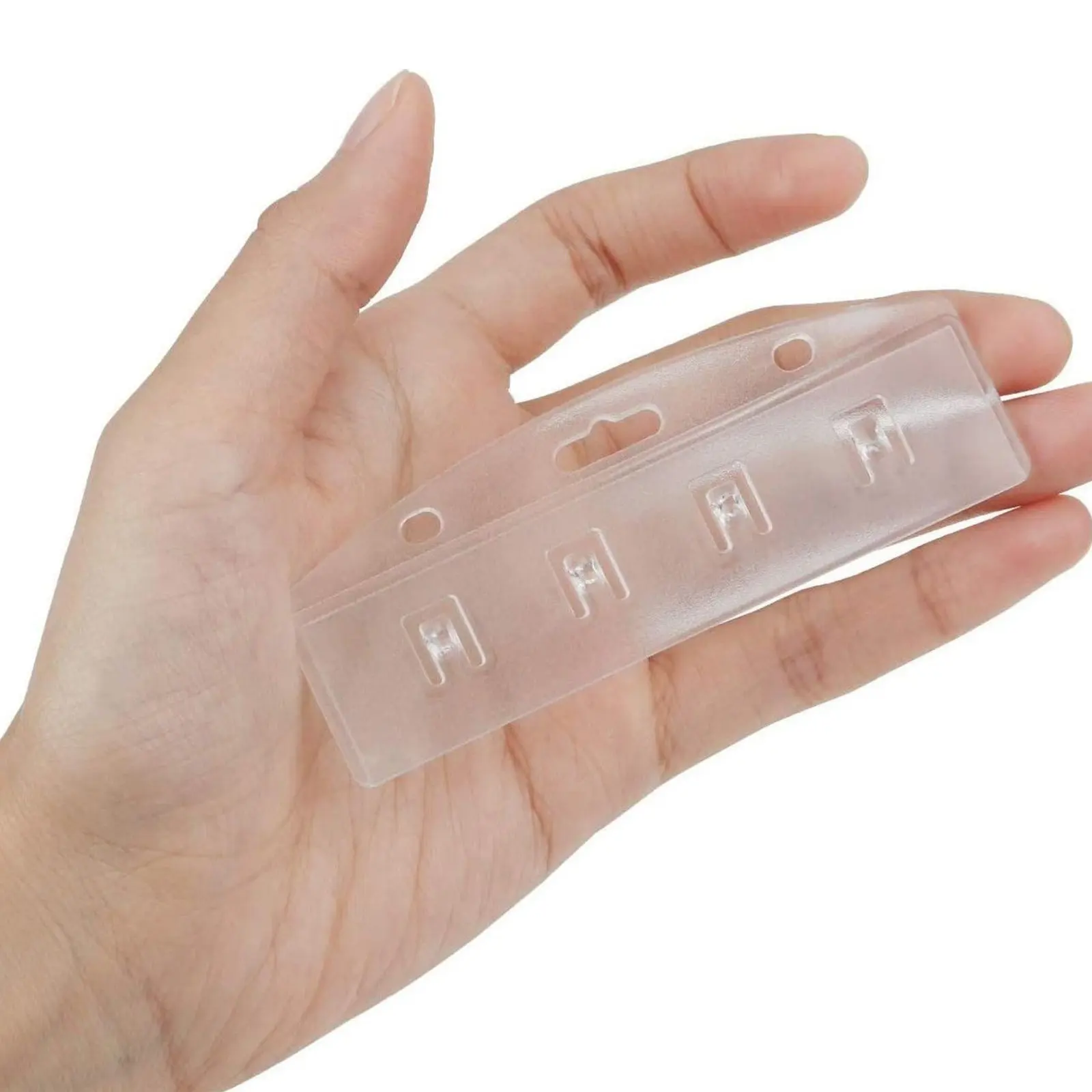 25-個の透明プラスチック製の硬質水平バッジホルダー-id-カードプロテクターオフィス会議スワイプパススリーブ-id-カードプロテクター