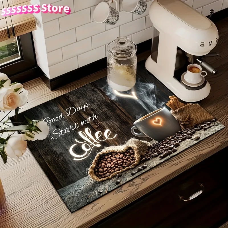 Practical quick-dry drain mat. Anti-slip backing avoids slipping. Simple to clean. Works well for kitchen sink, washstand, dinin