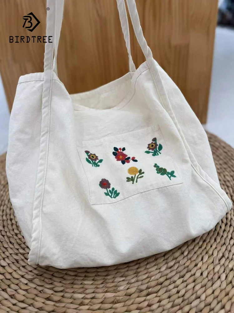 

Новая осенняя хлопковая сумка через плечо 2025 года, женская холщовая сумка с цветочной вышивкой в стиле пэчворк, Mori Girl Retro OL в японском стиле INS A59529CC