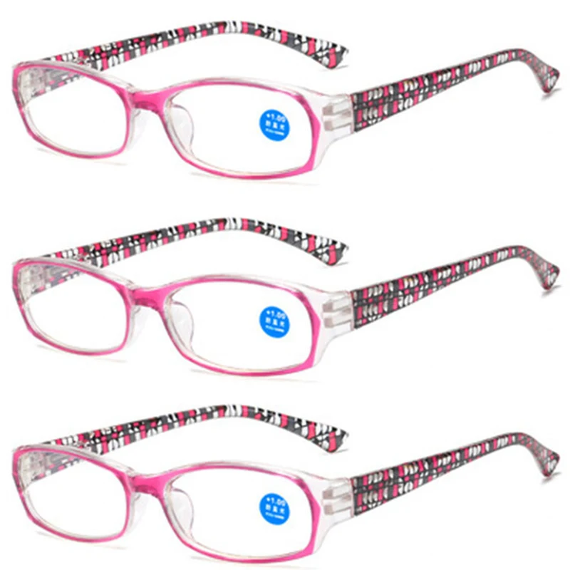 3 Pcs Vintage Checkered Reading Glasses Small Square Anti Blue Computer Eyewear Fashion Flexible Floral Magnifier