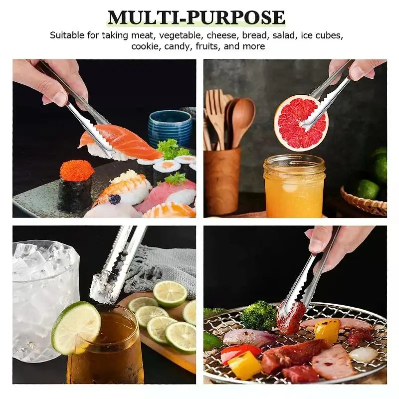 Stainless Steel Ice Tongs Durable Food Grade Small Clips for Coffee Ice Cubes Sugar Appetizer Bar Party Kitchen Accessories