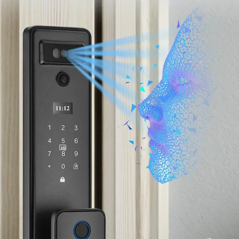 Smart lock tuya APP control remote visual  intelligent fingerprint face recognition sliding door lock with camera