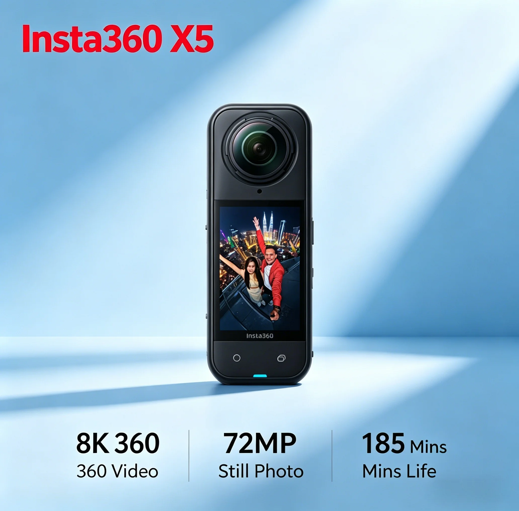 X5 8K 360 Action Camera Motorcycle Multiview Bundle With Invisible Selfie Stick Rugged Essential Vlog Camera Kit