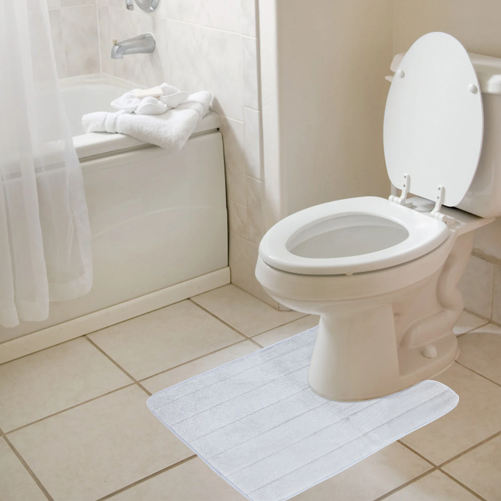 

Fall to The Ground Toilet Mat Baby Anti-skid Feet Cushion Polyester Bath Mats for Bathroom