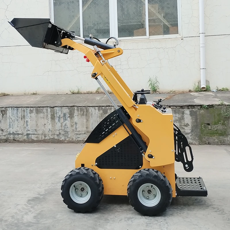 강력한 엔진을 탑재한 미니 스키드 스티어 로더, 좁은 공간 및 중장비 작업에 이상적, 유압식 휠 로더
