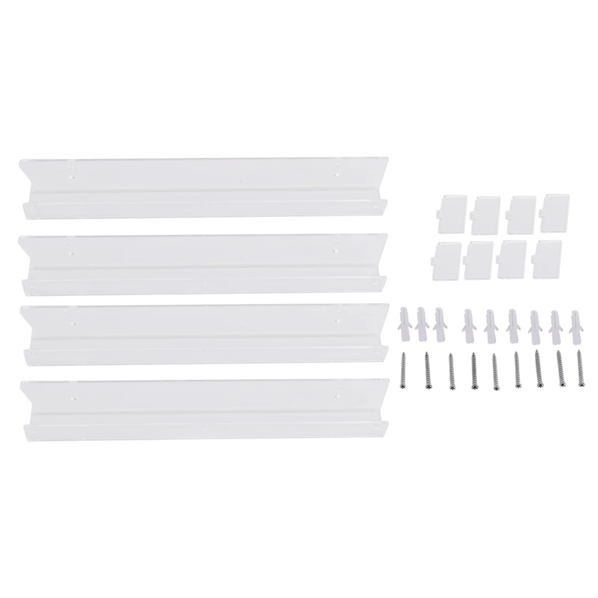 A56X 4Pcs Acrylic Clear Floating Bookshelf,Invisible Wall Mounted Bookshelf,Modern Picture Display Toy Organizer Record Rack