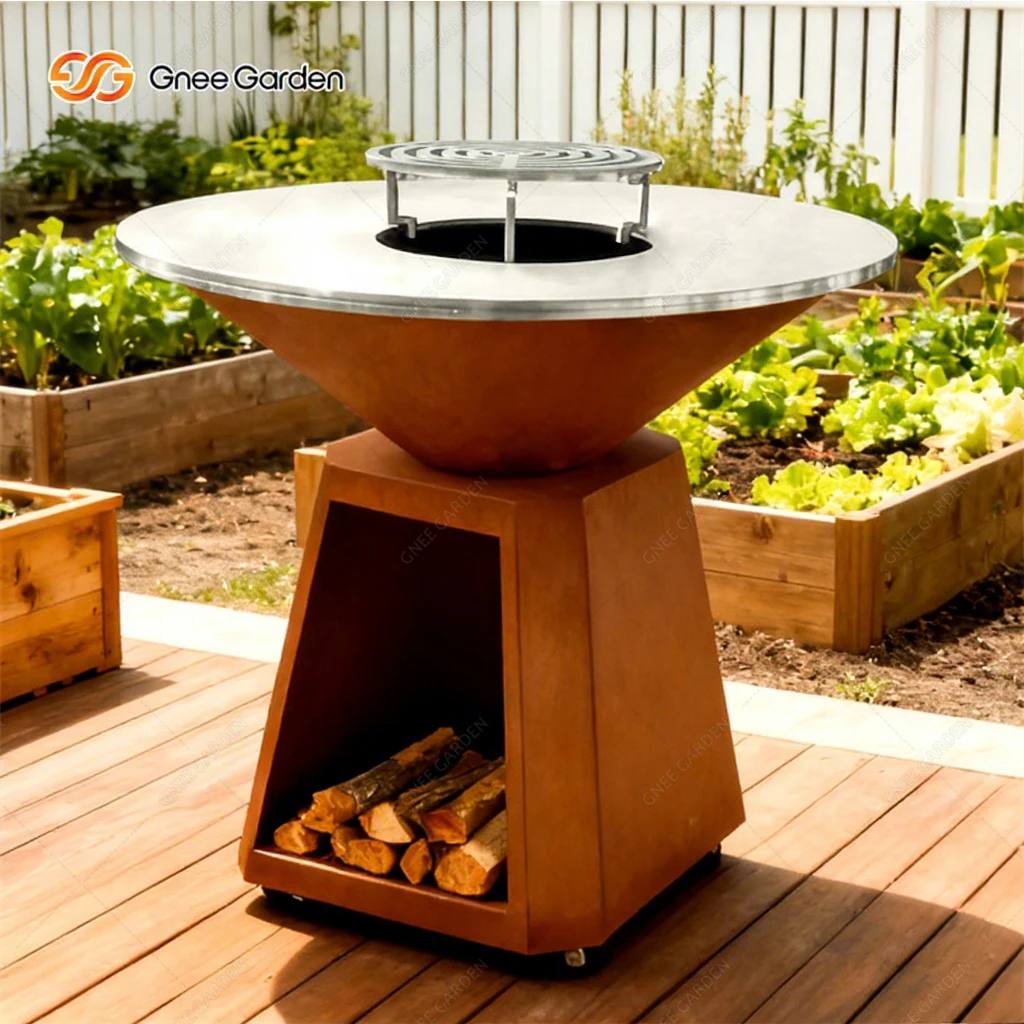 New Design Rust Corten Steel Metal Cooking Outdoor BBQ Kitchen Backyard Home Corten Steel BBQ Grill