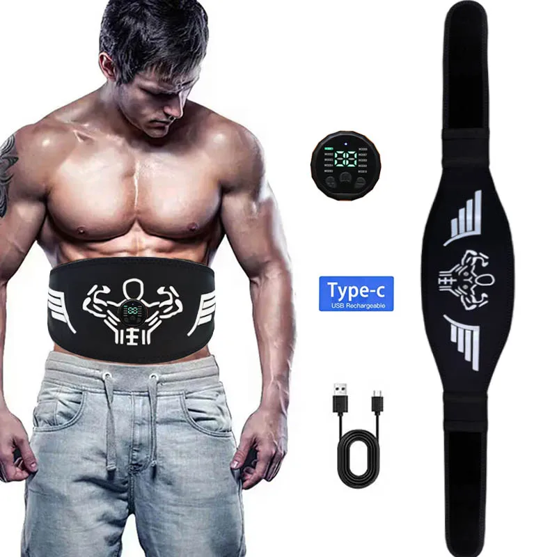 120cm Electric Abdominal Toning Belt Muscle Toner USB EMS Muscle Stimulation Smart Body Shaping Lose Weight Fitness Massager