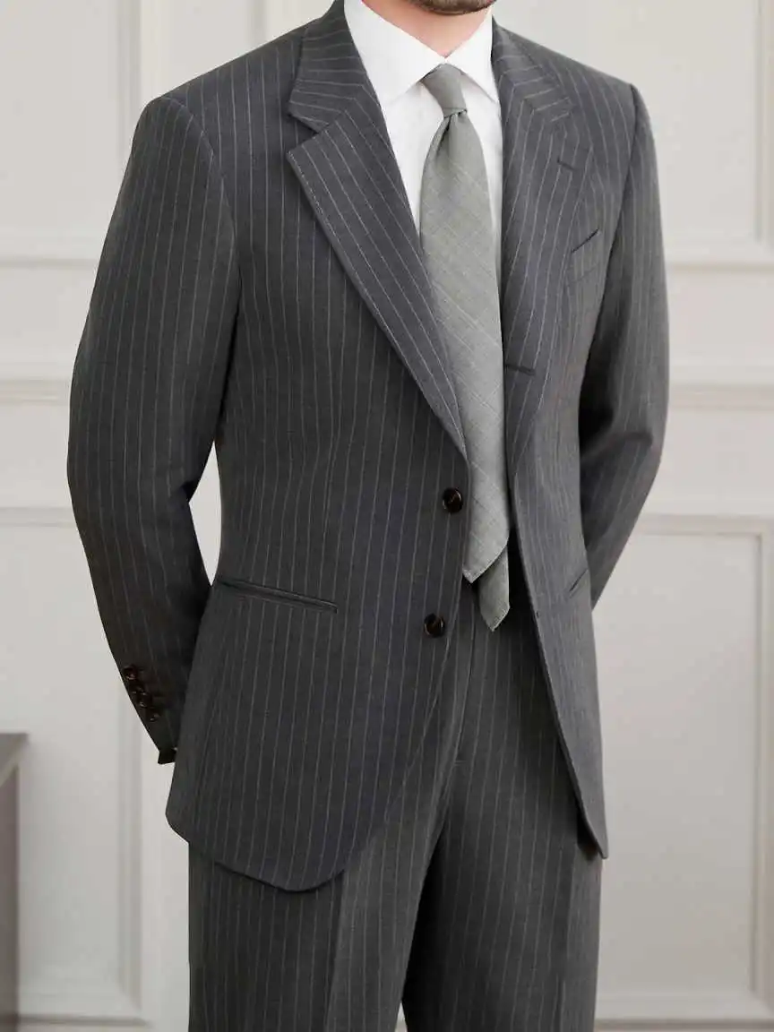 Modern Stripe Men's Suit 2 Pieces Blazer Pant Single-Breasted Notched Lapel Formal Business Occasion Party Suit Customized