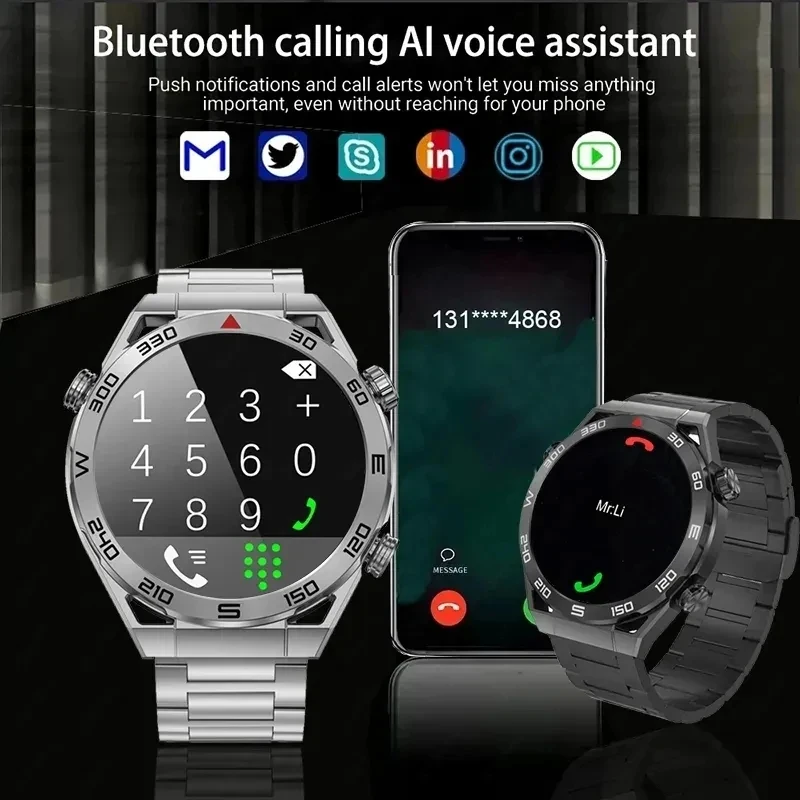 For Apple Samsung NFC Smart Watch Men Full Touch Screen Bluetooth Call GPS Track Compass IP68 Heart Rate ECG 1.5 inch Smartwatch