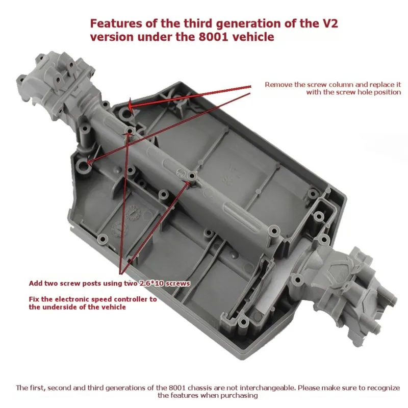 RC Car Accessories Parts- Chassis Model For SCY 1/18 Scale 18101, 18103, 18101PRO, 18103PRO- Part Number 8001-V2