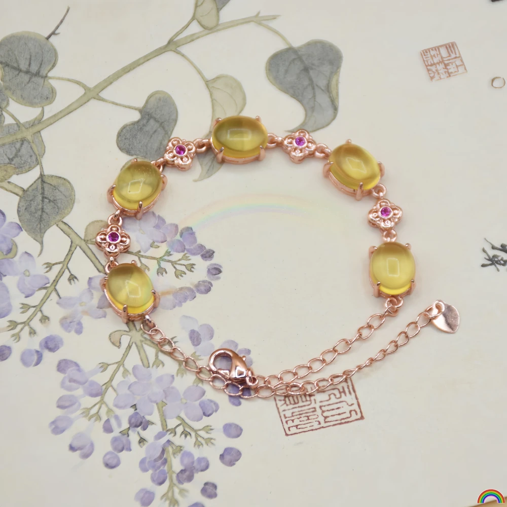 Natural beeswax bracelet for women, rose gold egg noodles, amber, fashionable and simple jewelry, Rwbuy brand design