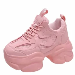 Women Chunky Sneakers Vulcanize Shoes Korean Fashion New Female Black White Platform Thick Sole Casual Shoes Woman Sneakers 9cm