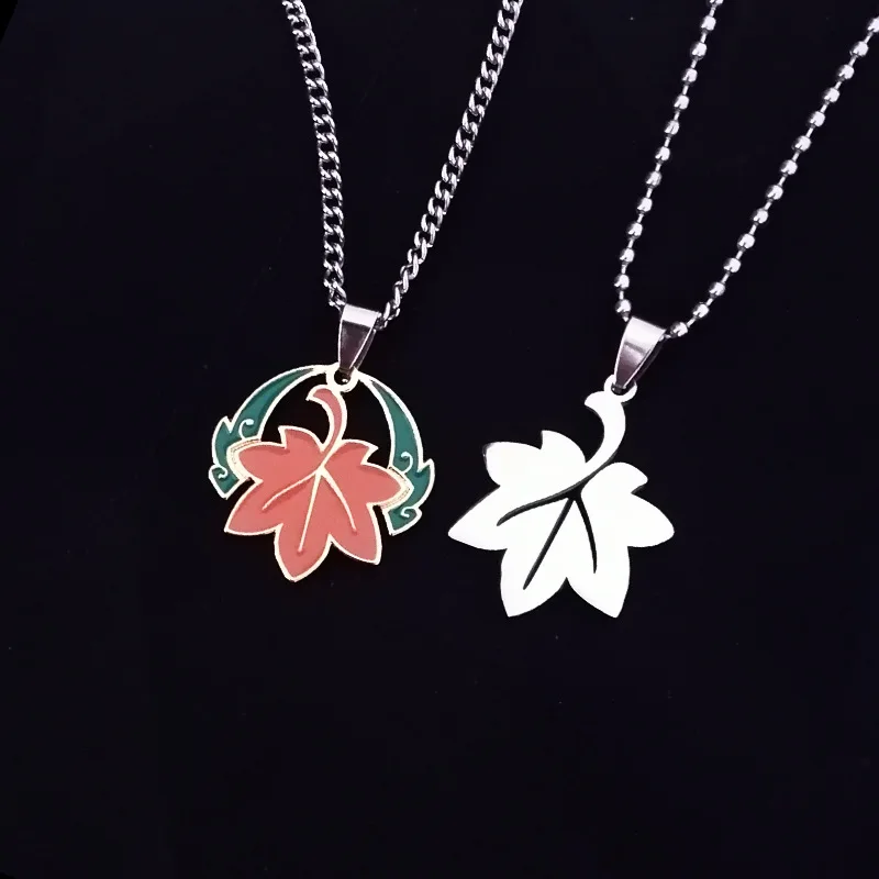 Hot Anime Game Genshin Impact Necklace Kaedehara Cartoon Kazuha Maple Leaves Pendant Cosplay Necklace Jewelry Gifts