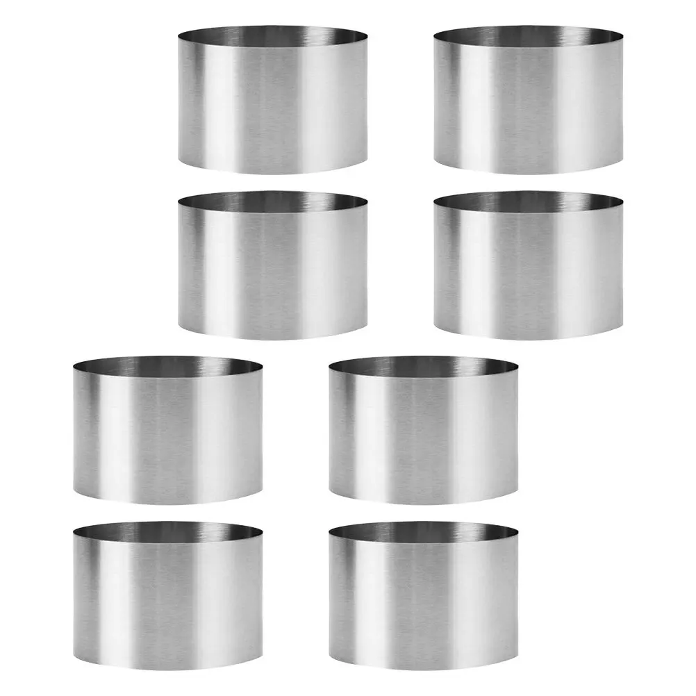 

Round Dessert Mold Set 8pcs Stainless Steel Cake Rings for Mousse Tarts Chiffon Baking Non Stick Easy to Clean