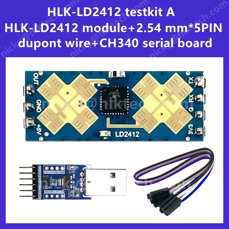 Hi-Link 24G czujnik obecności człowieka 9M HLK-LD2412 szerokokątny moduł radaru indukcyjnego zestaw testowy do wykrywania radaru fal milimetrowych
