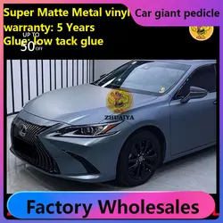 Super matte metallic Grey Blue Vinyl Wrap For Car Wrapping Covering Foil Air Bubble Free Low Tack Glue152*18M/Roll 5x59ft