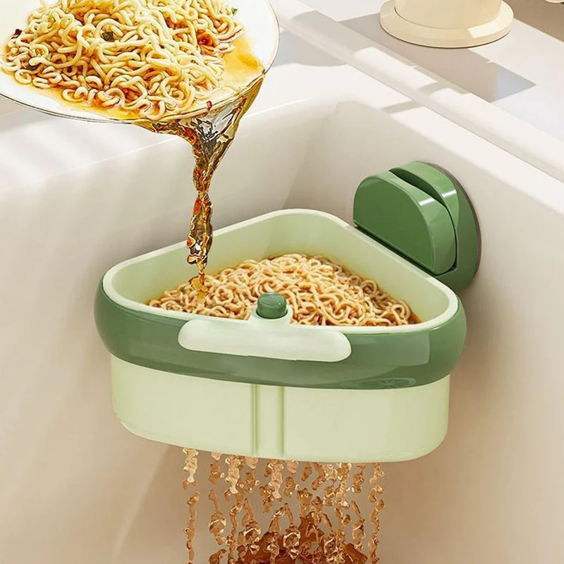 

New Sink Strainer Basket,Suction Cup Press Sink Drainer Basket,Automatic Dumping Sink Strainer Basket,Faucet Sponge Storage Rack