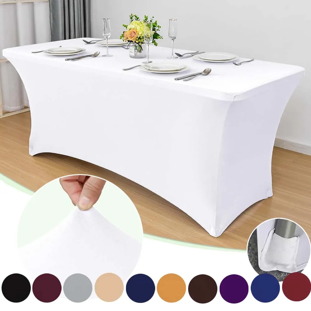 

1PC Spandex Tablecloth Soft Washable Rectangular Fitted Table Cover for Wedding Banquet Hotel Outdoor Activity Скатерть 식탁보 테이블보