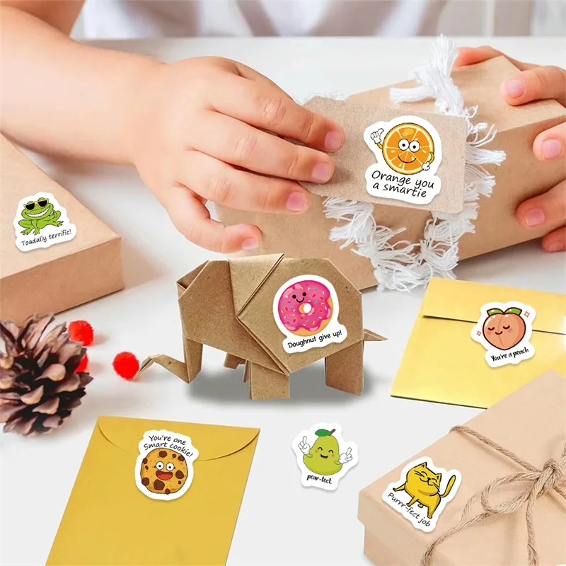 500PCS Cartoon Reward Sticky Paper Sticker Labels Thank You Sticker Sealing DIY Decoration Scrapbooking Stationery Supplies