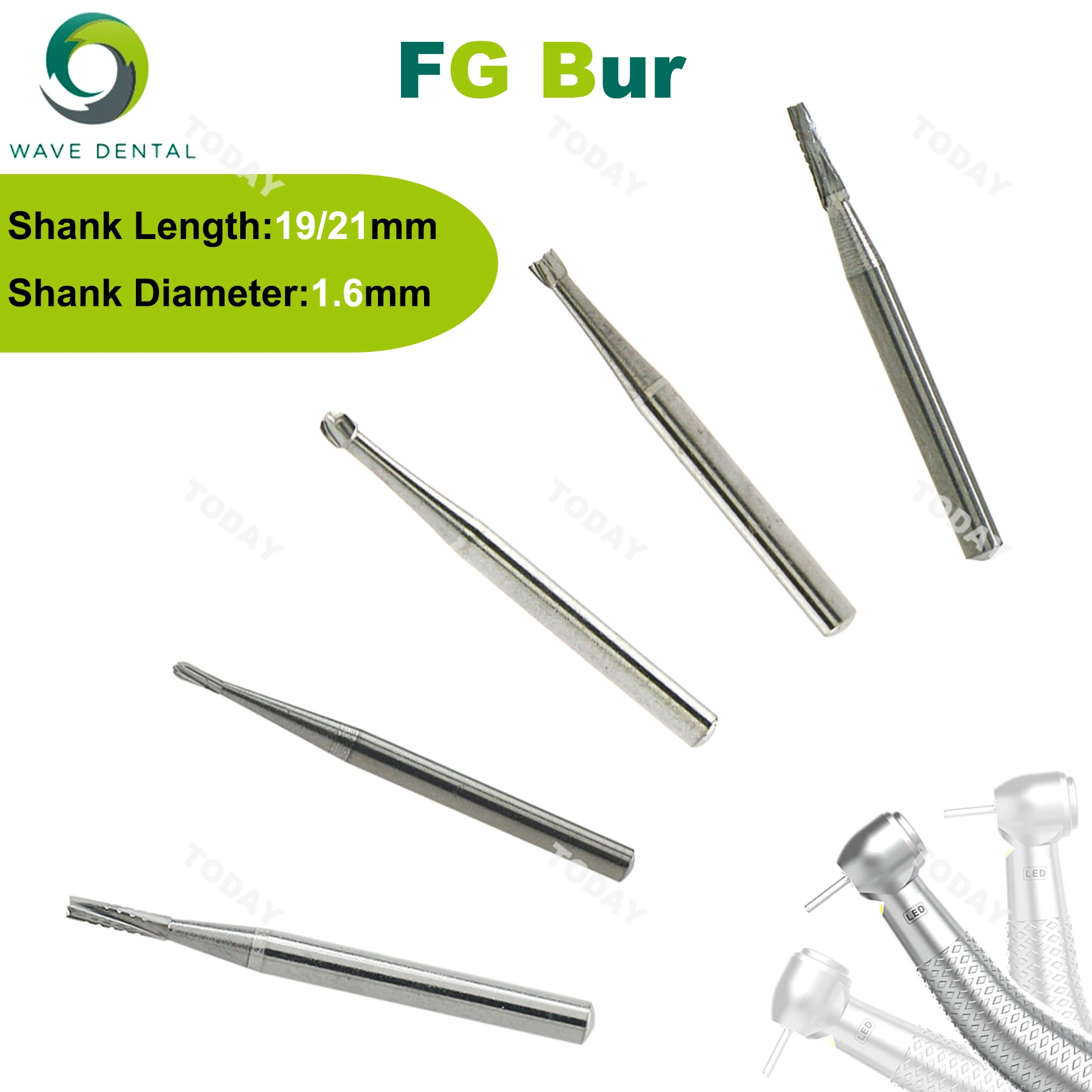 PRIMA WAVE Dental Tungsten Carbide Burs Ball Round Head Strawberries FG Burs For High Speed Handpiece Dia.1.6mm 5Pcs/Pack