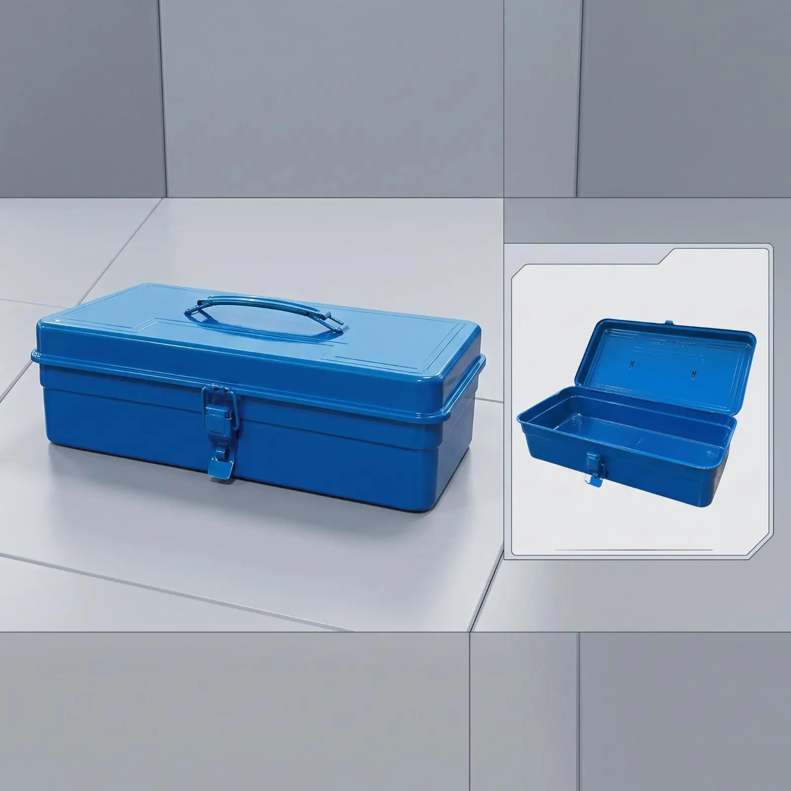Heavy Duty Outdoor Storage Container Iron Sheet Metal Tool Box with Lockable Latch for Garage Workshop Organization