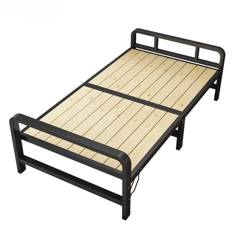 Convenient Folding Bed with Hard Board Mobile Single Ideal Extra Accommodation Emergency Beds & Furniture Sleeping People Wooden