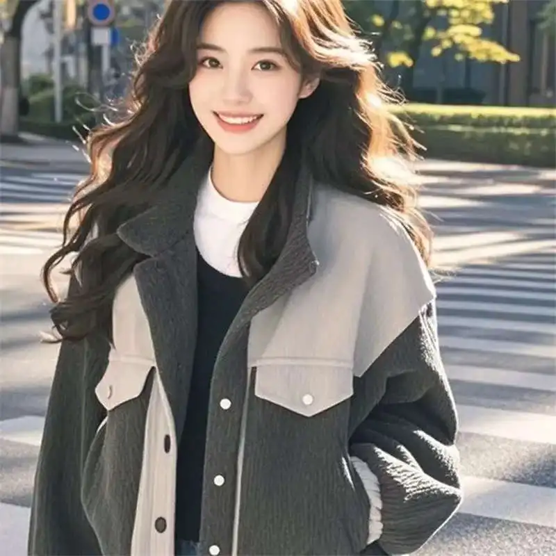 

Fashion Women Coats New 2025 Spring Autumn Jacket Korean Edition High End Feeling Super Good-looking Color Blocked Coat Female