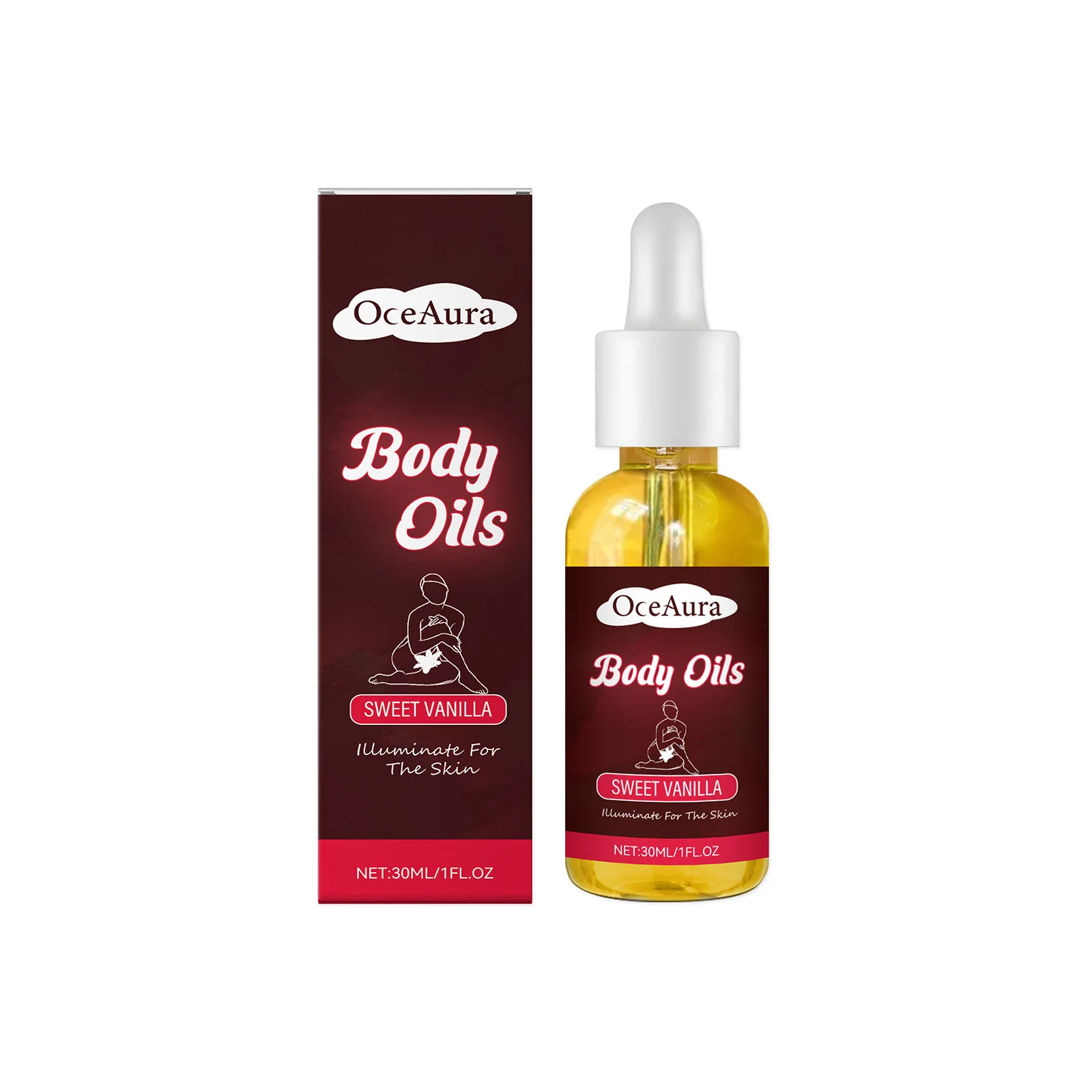 OCEAURA Vanilla Body Moisturizing Essential Oil, Gentle Care Moisturizing Skin Moisturizing Fragrance Soothing Essential Oil
