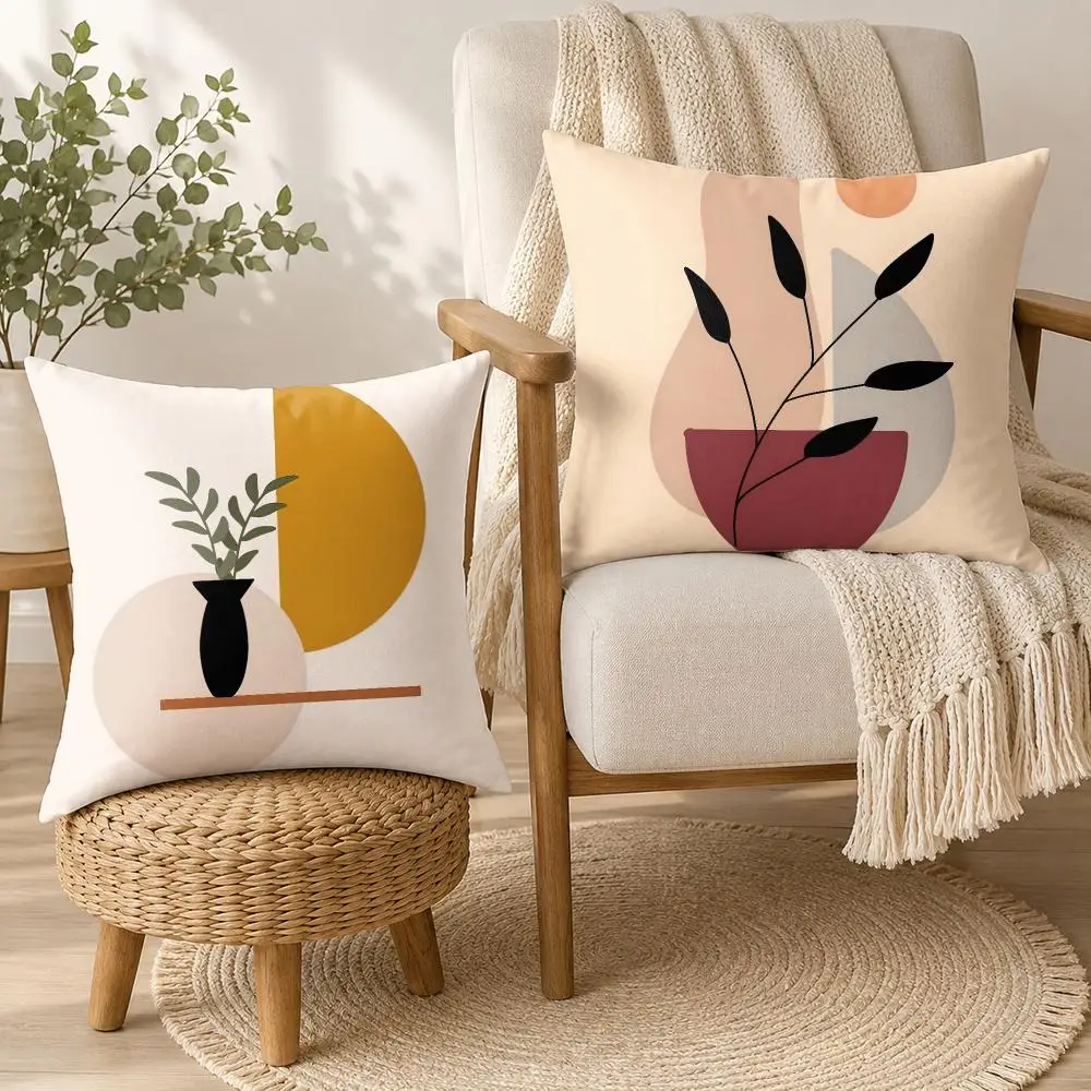 Trend Rustic Geometric Floral Cushion Cover Square Decorative Throw Pillow 40x40cm For Sofa Bedroom Living Room Home Decor