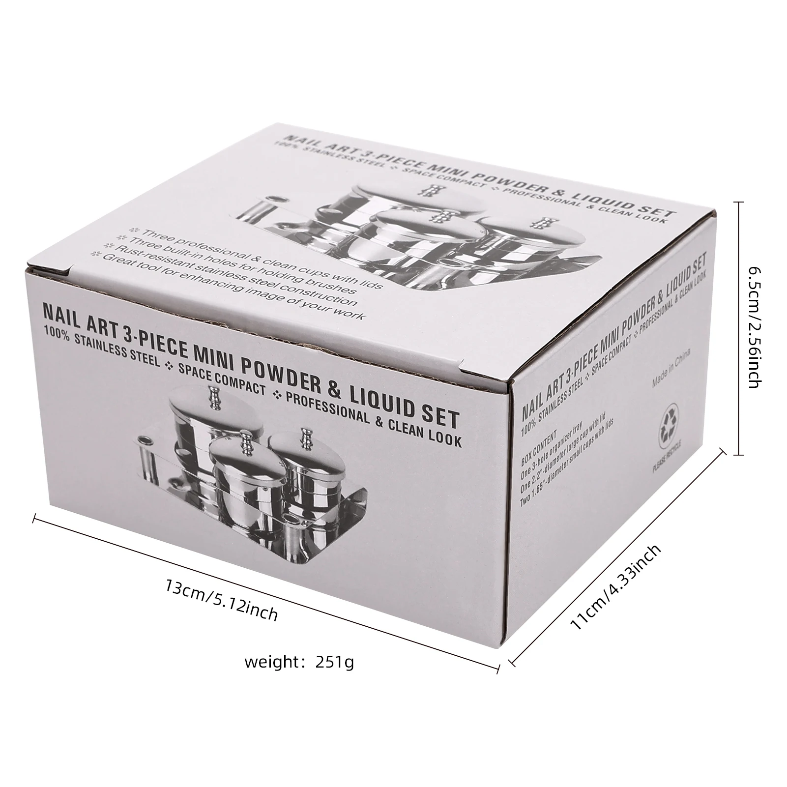 3 قطعة/المجموعة مسمار الفن دابن طبق غطاء من الفولاذ المقاوم للصدأ الاكريليك السائل مسحوق الحاويات صينية أدوات مانيكير صالون المهنية