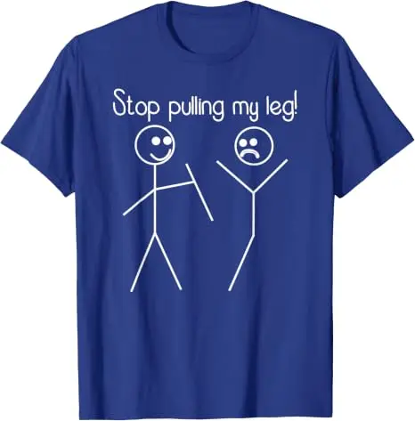 Lustiges T-Shirt mit dem Slogan „Hör auf, mir am Bein zu ziehen“, Y2k Humorvolle Strichmännchen-Slogan-T-Shirts, Humorvolles Strichmännchen-Joker-Slogan-T-Shirt – Detail 7