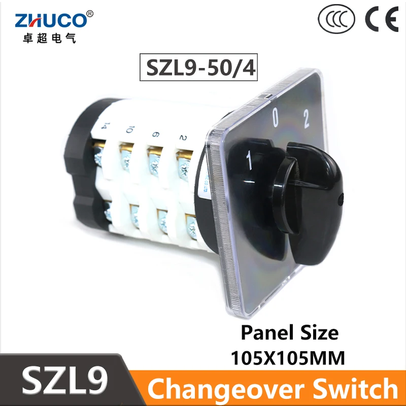 

ZHUCO SZL9-50/4 50A Большой ток 1-0-2 ВКЛ ВЫКЛ ВКЛ 3-позиционный 4-полюсный 16-винтовый универсальный селекторный самоблокирующийся главный переключатель кулачка