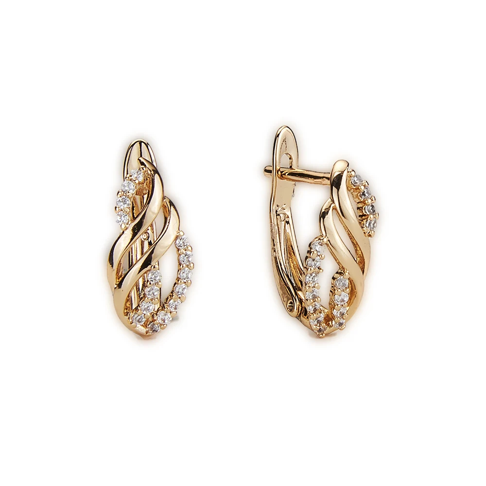 Elegant Twisted Ring-Shaped Earrings Luxurious Gold Diamond-Encrusted Interwoven Earrings For Women Party Jewelry And Gifts