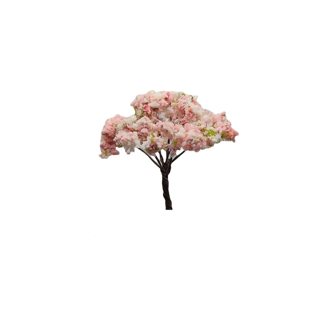 1/5PCS DIY Crafts Miniature Cherry Flower Tree Model Terrarium Accessories Bonsai Micro Plant 6.5cm Resin Dollhouse Decor
