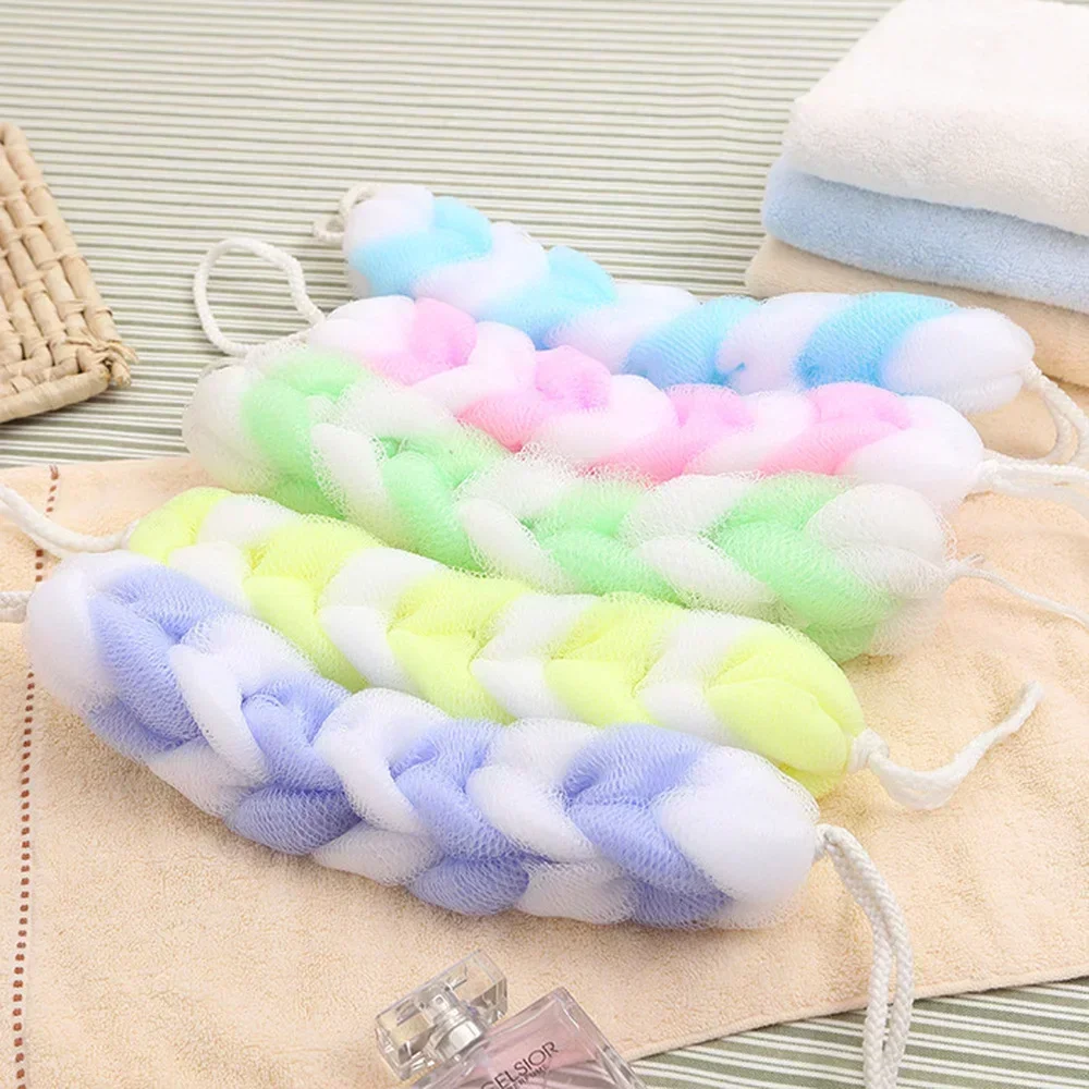 Back Strap Scrubber Bath Shower Bars Mesh Puff Exfoliating Soft Loofah Brush  Random color  puff bar guante exfoliante