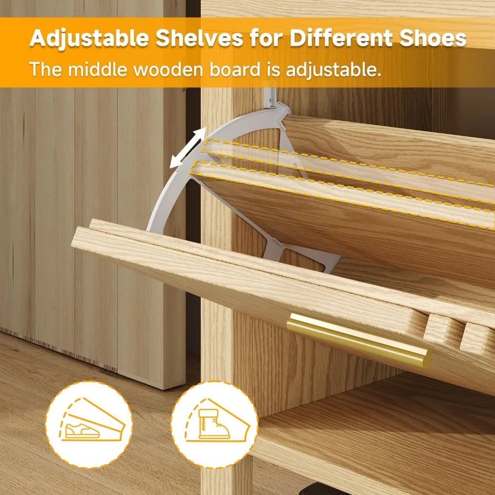 مقعد تخزين قابل للطي مقاس 40 بوصة مع وسادة ورف قابل للتعديل وأبواب شرائحية لتخزين الأحذية في المدخل #3