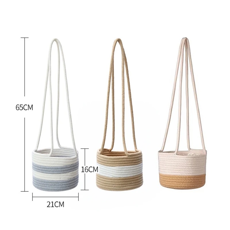 Hanging Planter Woven Plant Basket Indoor Up To 7Inch Flower Pot Macrame Plant Hangers Storage Organizer Home Decor