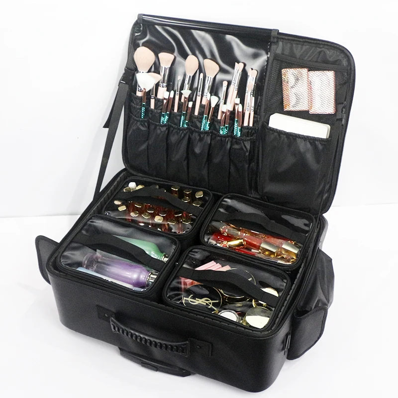 

Large Size Storage Trolley Case Hair Styling Tools Organizer Cosmetic Box with Wheel Artist Storage Trolley Makeup Train Case