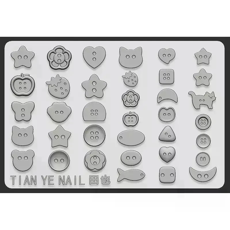 Buttons Nail Art Mold Silicone Cute Nail Charms Tool Women DIY Manicure Multi Shapes Button Small Model Resin Buckle Supplies 3