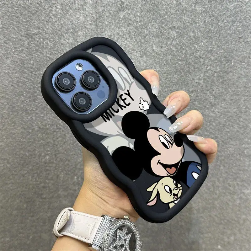 Cute Mickey Embrace Minnie Couple Wave Case For Xiaomi 14t Pro 14t Poco X6 X5 X3 Pro Cover Silicone Funda