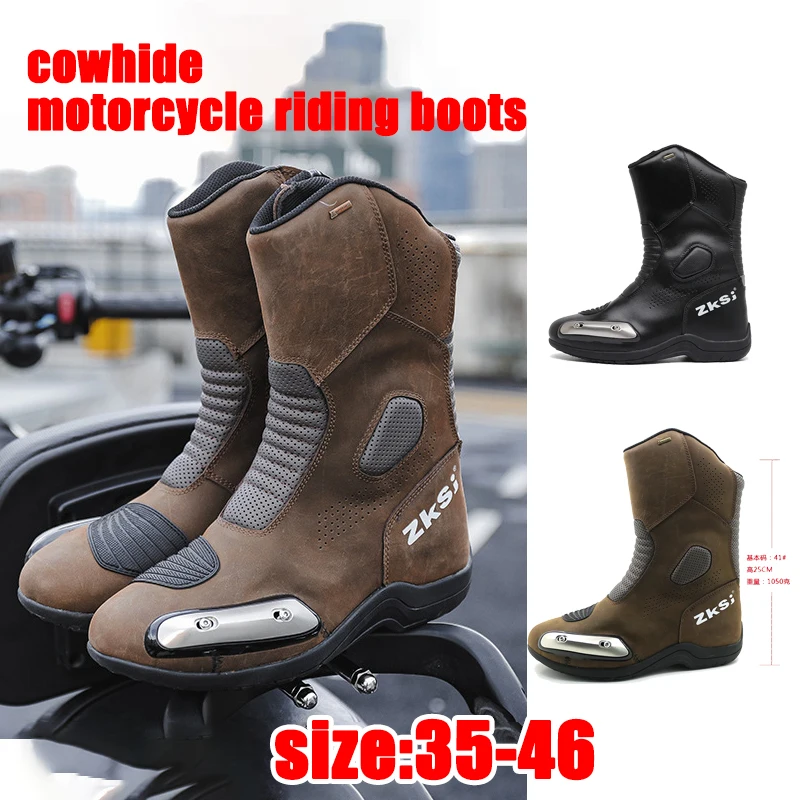 

Мужские мотоциклетные ботинки из воловьей кожи, мотокожаные ботинки для мотокросса с защитой переключения передач, эндуро ботинки для пеших прогулок, мотозащитное снаряжение