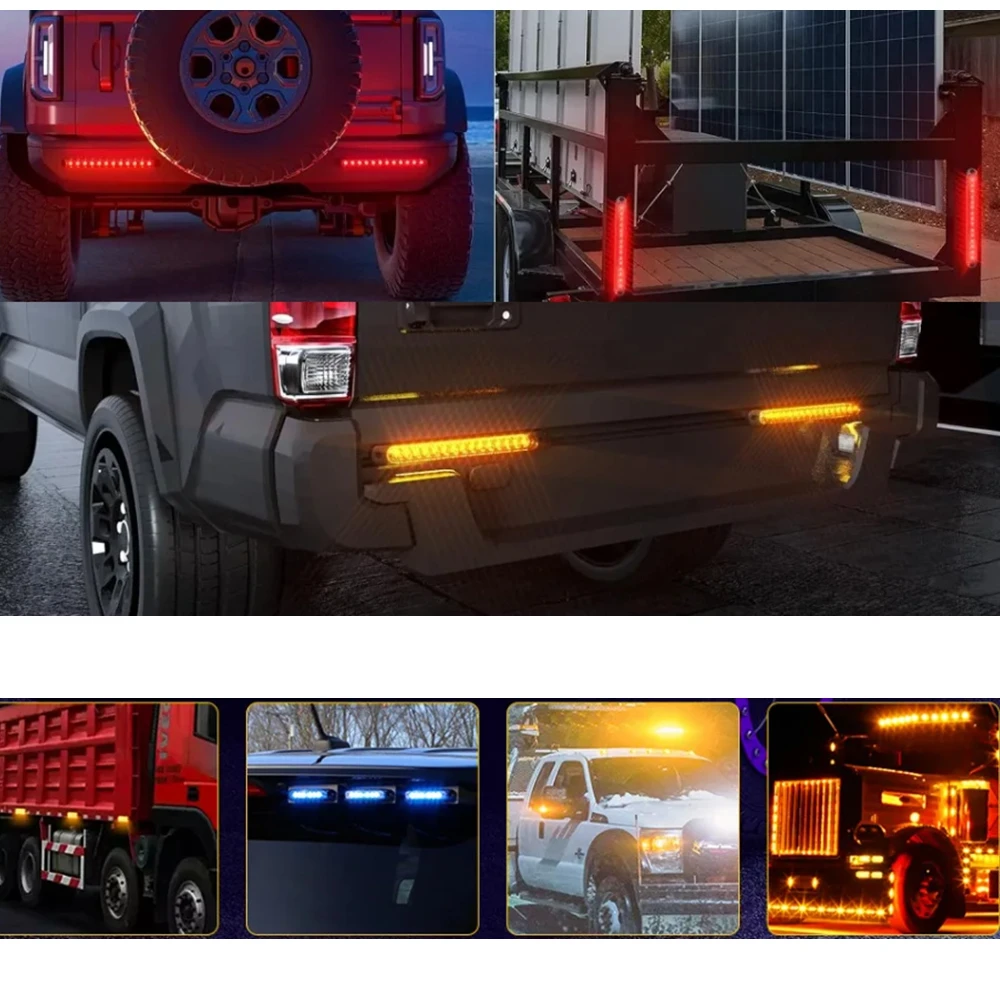 Universal LED Tail Rear Lamp for Trailer Truck Lorry Pickup - Brake/Stop/Turn Lights 12V-24V 15 LEDs Light Bar Strip