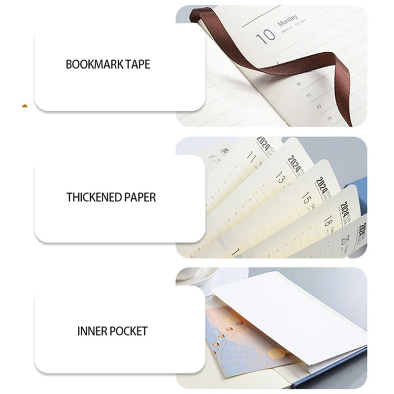 

1 Pieces 2024 Notebook A5 English Schedule Planner Elastic Band Notebook Strap Book Notebook Red