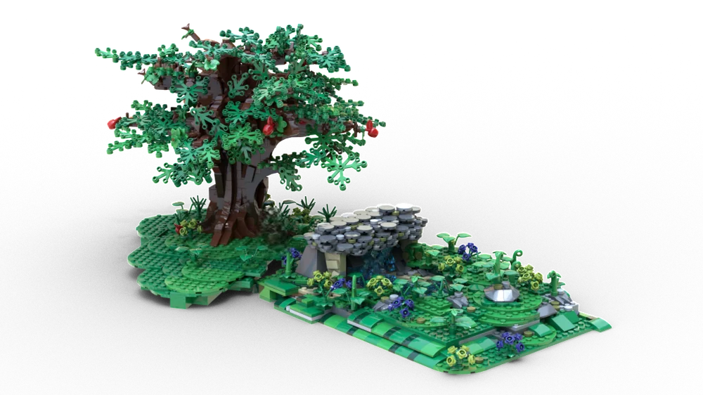2025PCS MOC Old Apple Tree And Spring Landscape Scene Model Building Blocks DIY Assembly Adult Collection Desktop Decor Gifts
