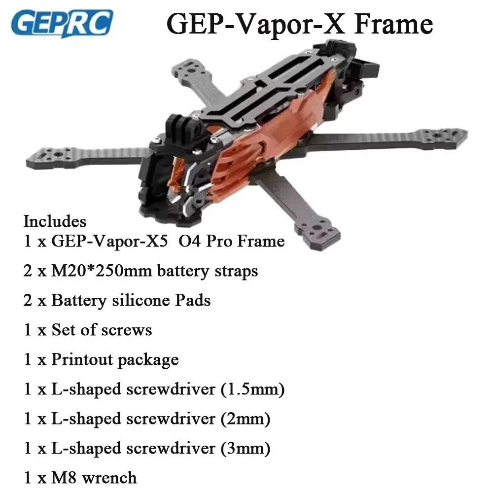 

GEPRC GEP-Vapor-X Рама Подходит Vapor-X O4 5 6-дюймовый дрон из углеродного волокна RC FPV Квадрокоптер Сменные аксессуары для вертолета RC
