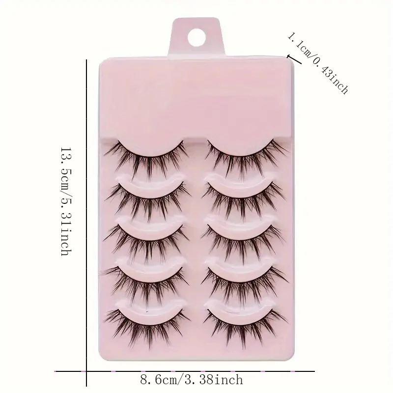 5 pairs of thick, naturally slender and blooming false eyelashes, suitable for daily travel and dating