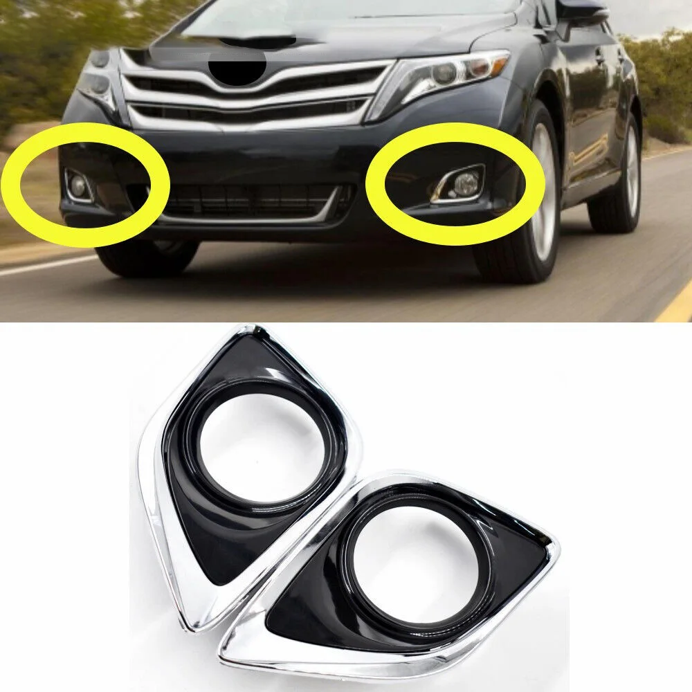 

pair Car Front Bumper Fog Light Lamp Cover Hood Chrome For Toyota Venza 2013-2016 52040-0T010 52030-0T010
