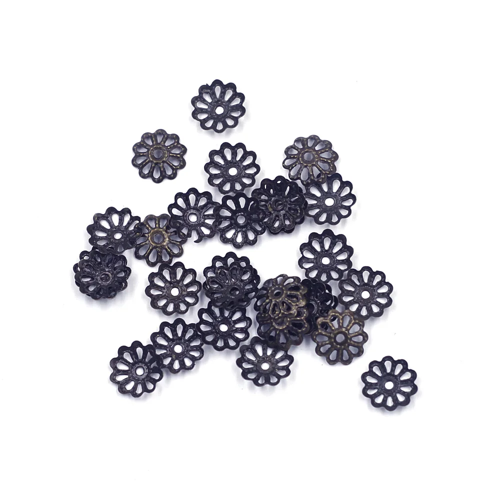 10000Pcs Bronze Tone Flower End Beads Caps Jewelry DIY Making Findings Charms 8x8mm