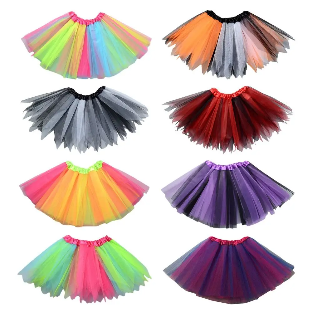 

Summer Rainbow Tutu Skirt Tulle Netting Princess Skirt Colorful Ballet Skirts Kids Girls